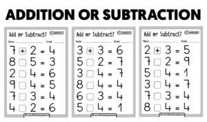 Addition Or Subtraction Worksheets