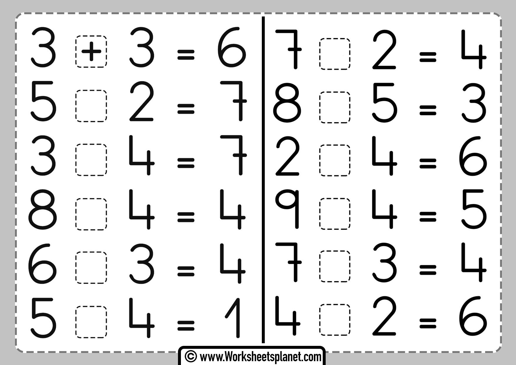 Addition Or Subtraction Worksheets