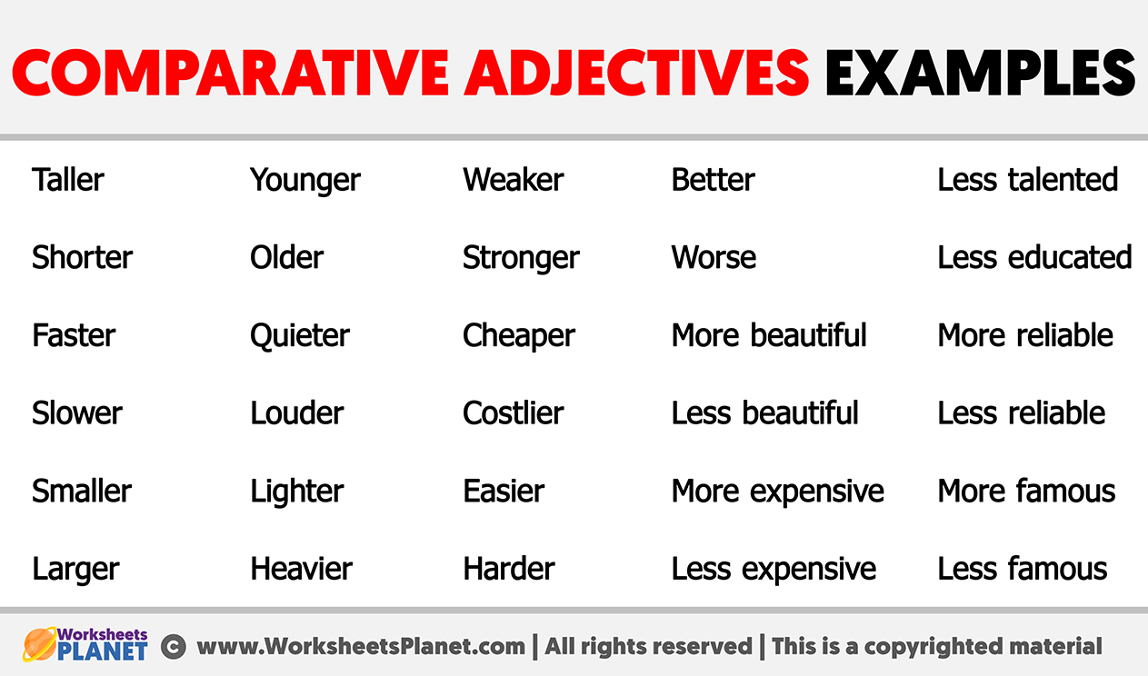 Comparative Adjectives Examples