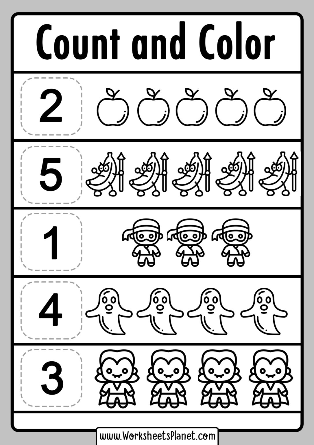Count and Color Worksheets | PRINTABLE PDF