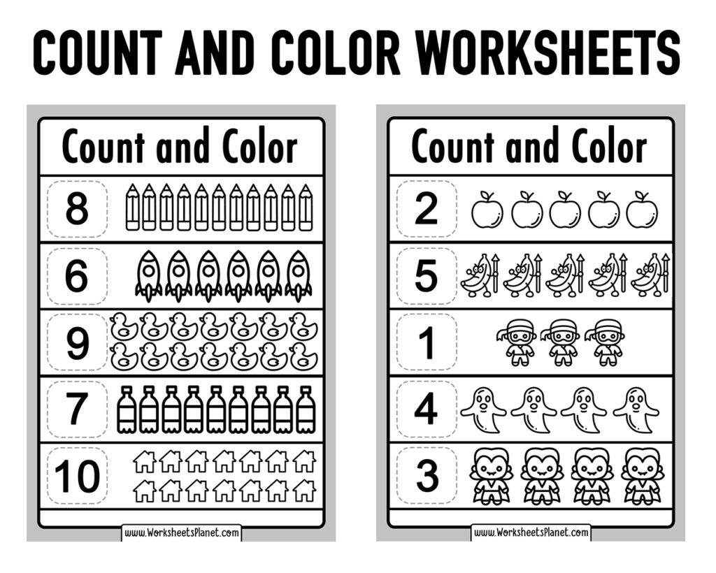 Count And Color Worksheets PRINTABLE PDF