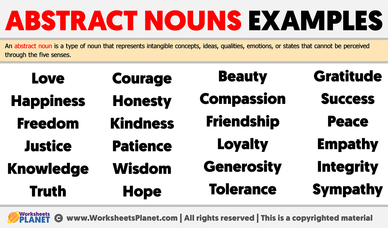 Abstract Nouns Examples