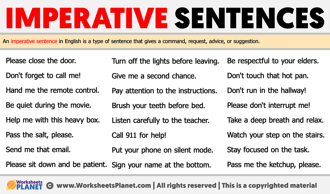 Imperative Sentences Examples