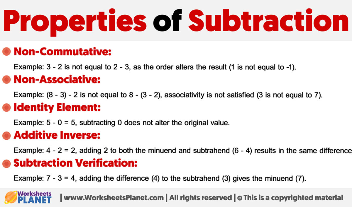 Properties of subtraction