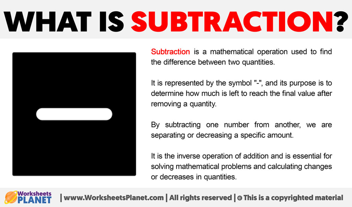 What is subtraction definition of subtraction in math