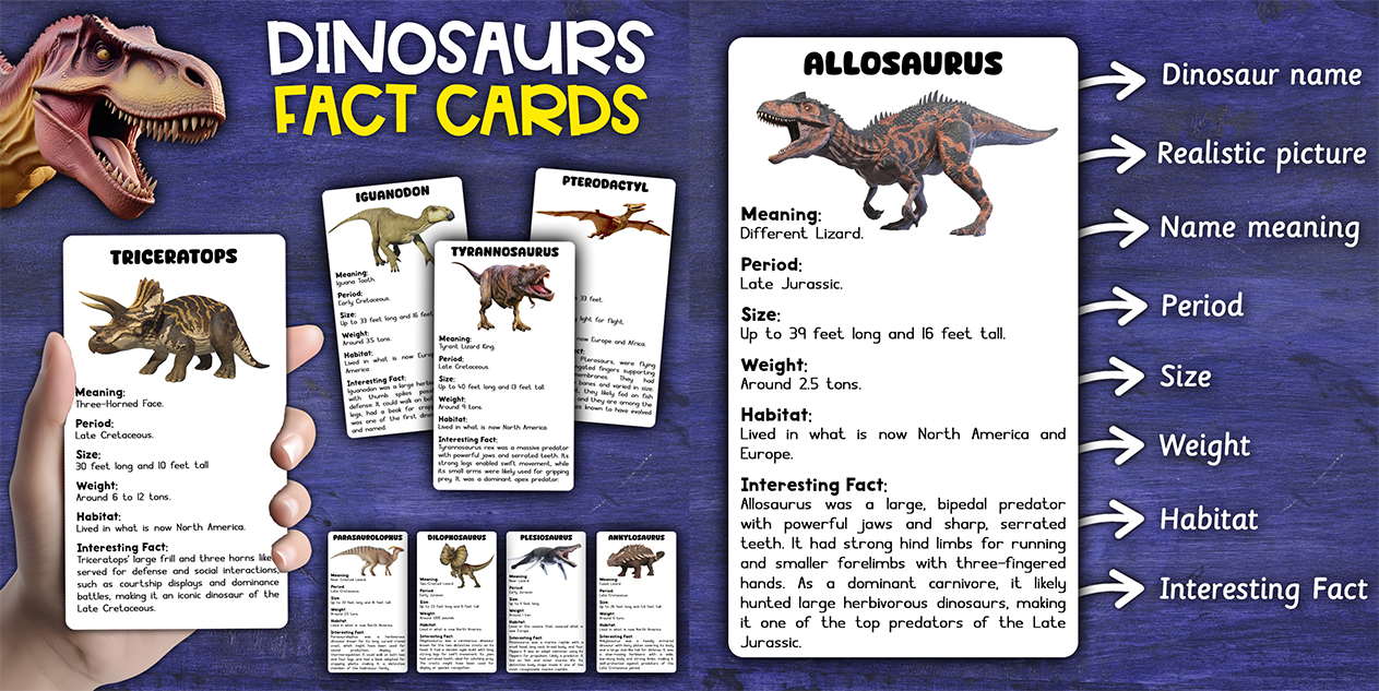 Dinosaurs Facts Cards