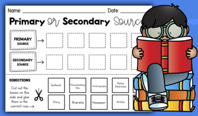 Primary and Secondary Source Worksheet - Worksheets Planet