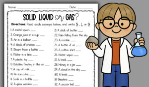 Solid Liquid Or Gas Worksheet