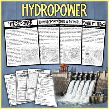Hydropower reading comprehension worksheets and activities preview