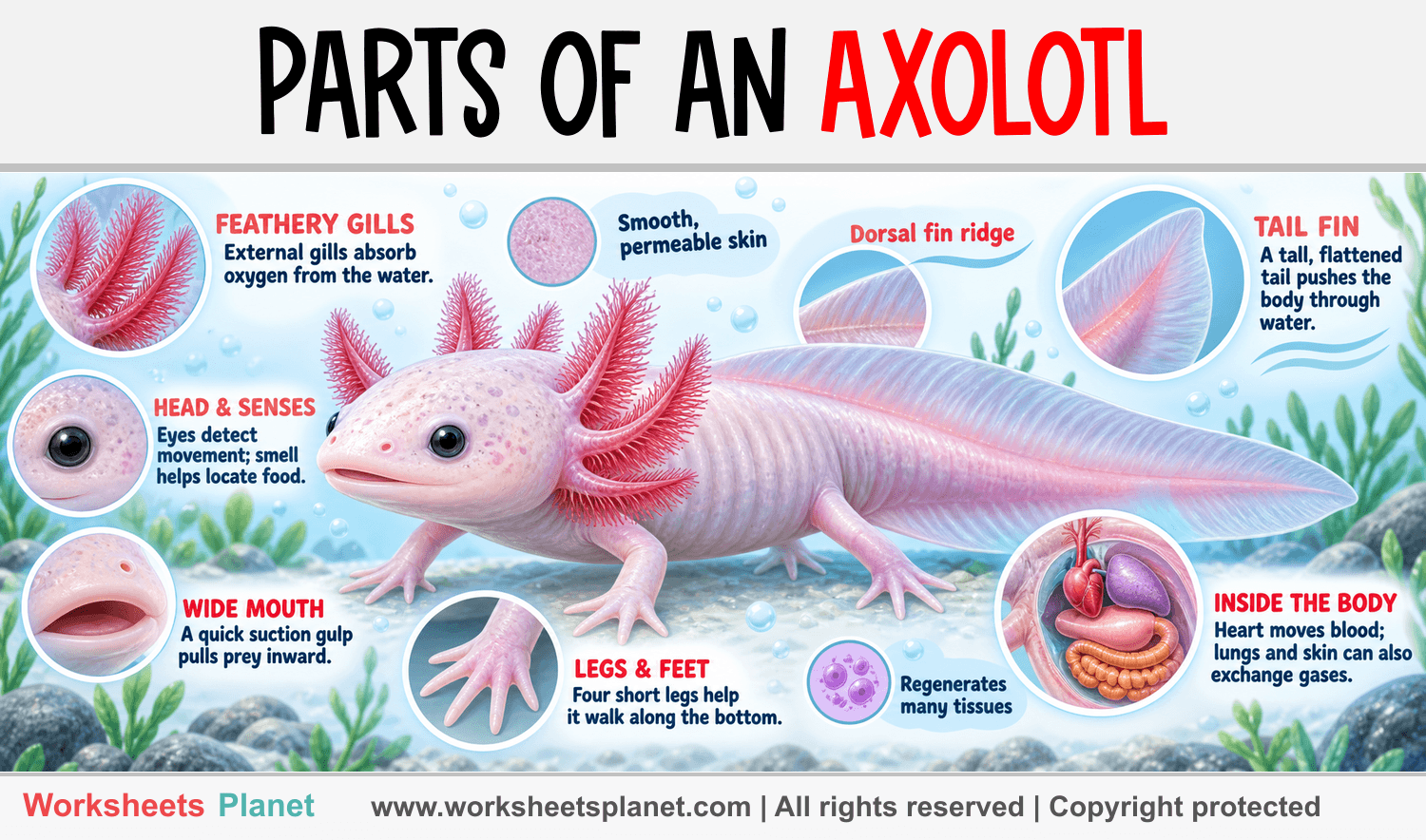 Parts of an Axolotl Infographic about Parts of an Axolotl